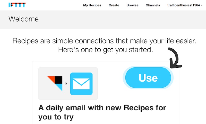 IFTTT Signed in page